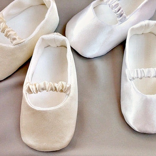 White or Ivory Baby Ballet Slippers Christening Shoes Ivory Etsy
