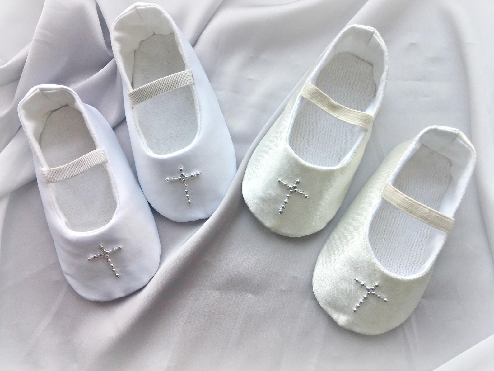 cross white or ivory christening shoes / newborn shoes baby girl slippers baptism shoes dressy ballet flats white or ivory satin cross white or ivory christening shoes / newborn shoes baby girl slippers baptism shoes dressy ballet flats white or ivory satin