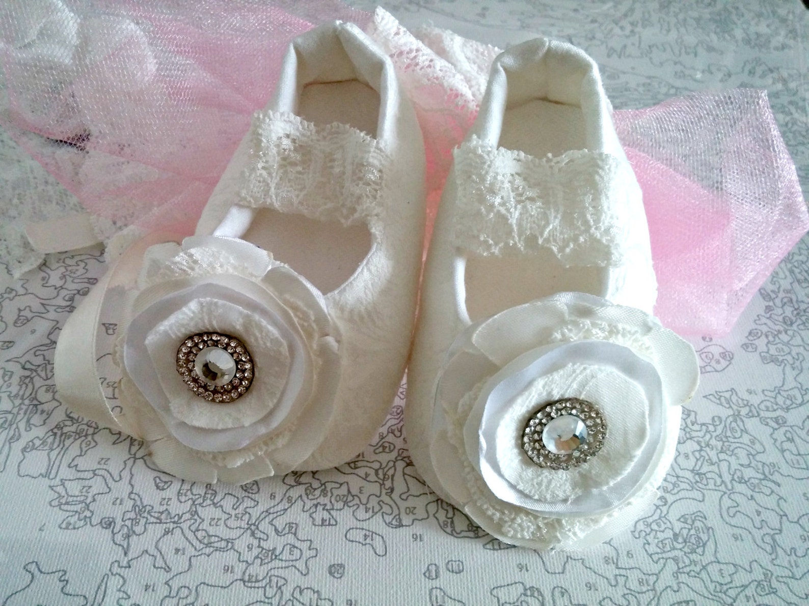 ivory jacquard lace ballet slippers, flower girl shoes, baby and toddler girl, christening, baptism shoes, jacquard elegant wedd