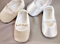 White or Ivory baby ballet slippers, christening shoes, Ivory or white ballerina flats, Satin shoes,  baptism shoes, baby wedding outfit product logo