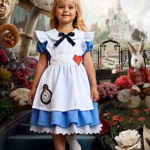Kleinkind Kleid inspiriert von Alice im Wunderland für Halloween - Kostüm für einen Urlaub, ONEderland Tea Party, Fotoshooting, Geburtstag, Karneval