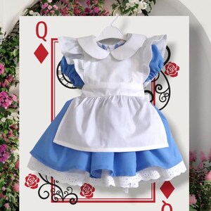 Classic Alice in Wonderland Birthday Baby Dress for Halloween Vintage Cosplay costume for Kids Party Imaginative Play Outfit