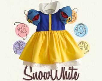 Ideal Snow White Inspired Dress for Baby and Girl, Snow White Halloween Costume, Princess birthday dress, Snow White Party Gown