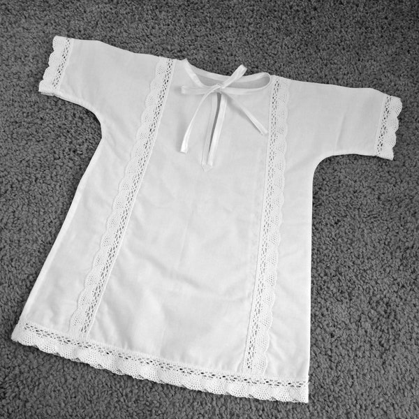 Cotton Christening gown unisex Baptism Dress Boy Blessing Baby Boy White Christening Dress, Christening outfit for boy, Boy christening gown