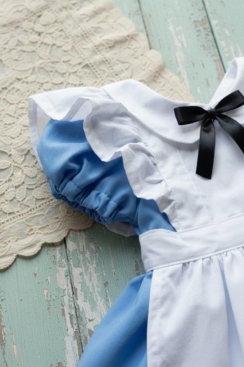 Lito Angels Déguisement Alice Au Pays Des Merveilles – Robe Bleue + Tablier Blanc + Bandeau Nœud – Taille 2 à 14 Ans – Idéal Halloween Et Carnaval