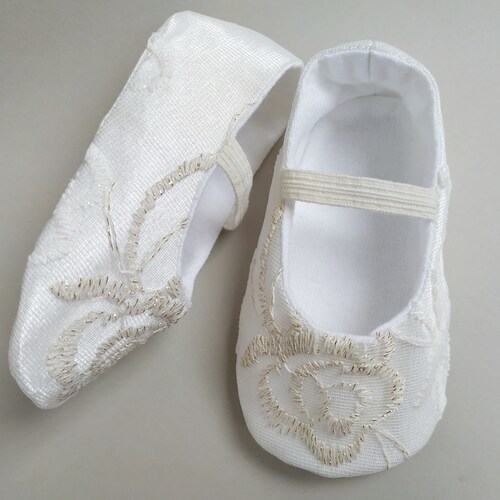 Ivory White or Gold Satin Baby Girl Shoes Ballet Flats Etsy