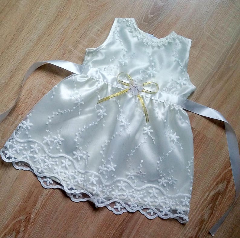 Ivory Lovely flower girl dresses babtism lace communion gowns for wedding toddler short party one year Birthday dress Christening Dress 