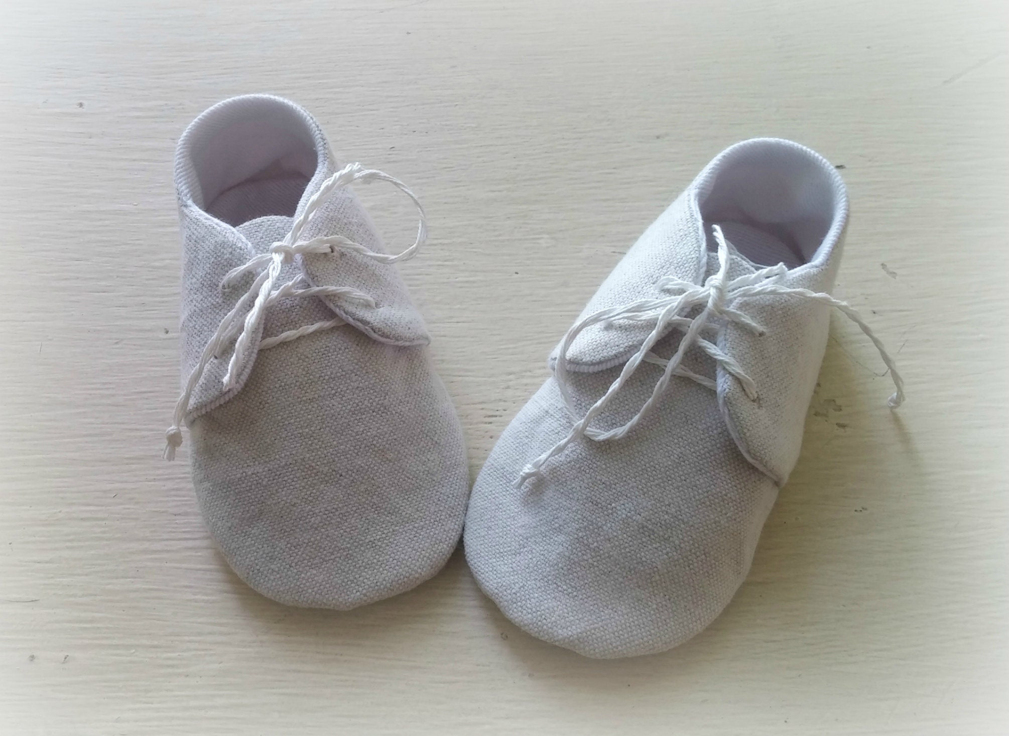 Natural Linen Baby Boy Espadrilles Lace Up