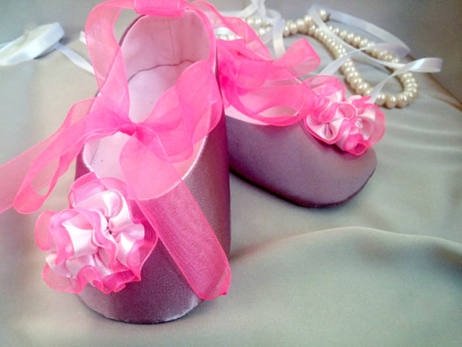 baby shoes, satin violet ballet flat, crib shoes, christening baby shoes, flower girl shoes, wedding baby shoes