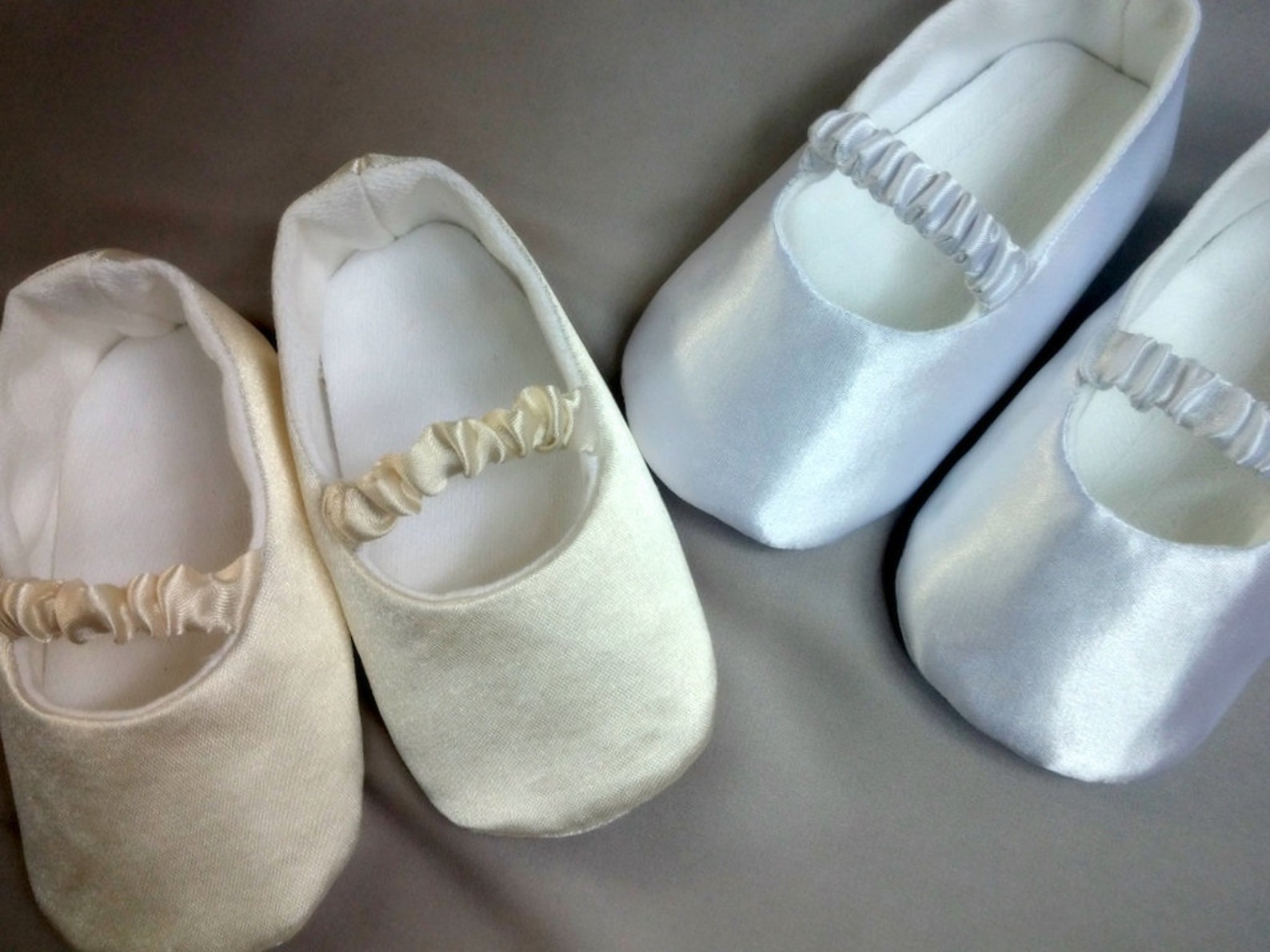 white or ivory baby ballet slippers, christening shoes, ivory or white ballerina flats, satin shoes, baptism shoes, baby wedding