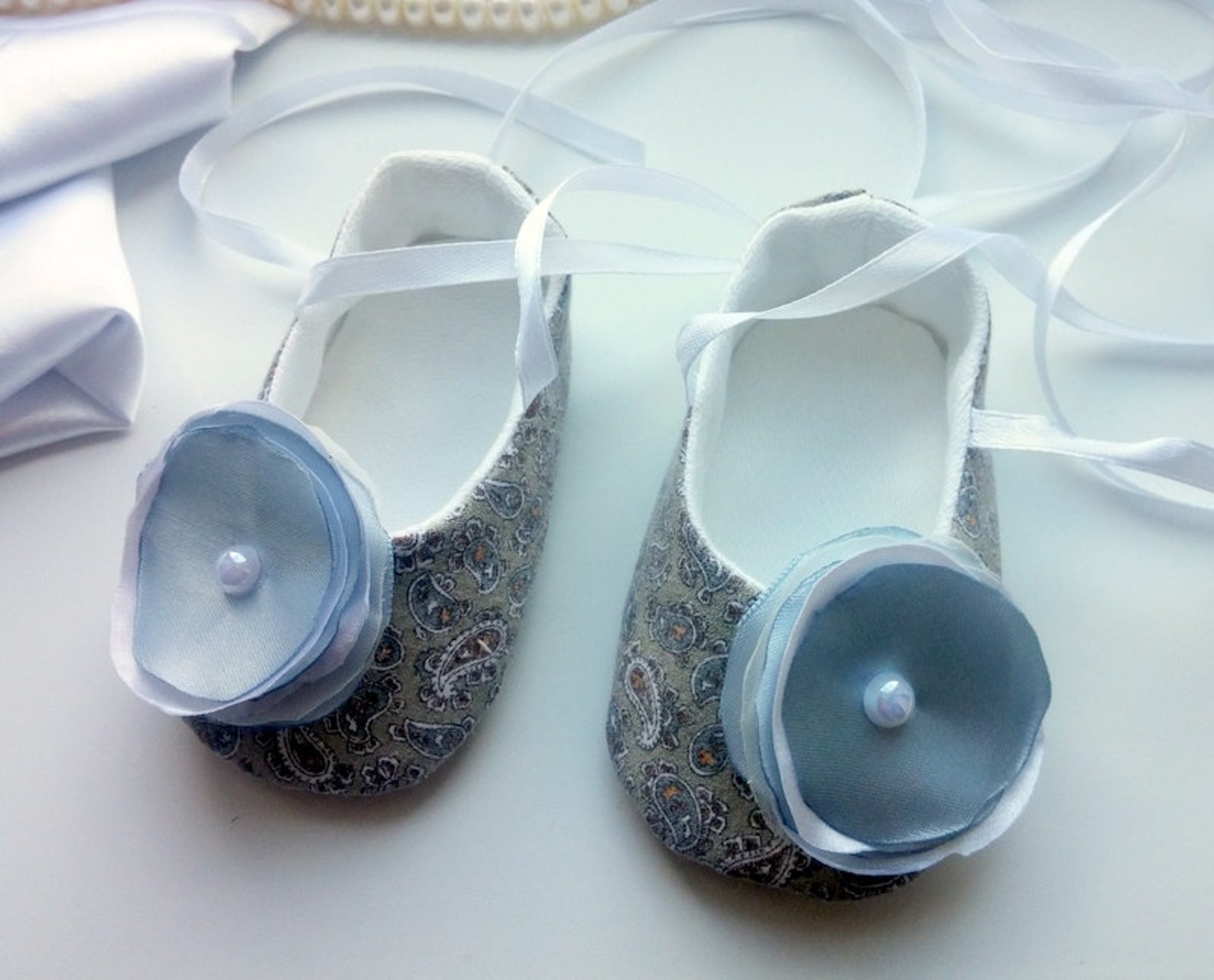 cotton flower girl slipper, organic toddler shoes, gray baby ballet flat, eco baby girl shoes, photo prop, newborn gift, dressy