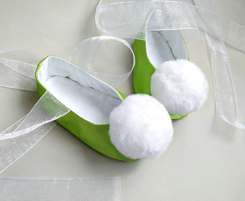 Tinkerbell baby girl shoes for birthday size newborn to 10year, Tink Inspired Fairy Shoes, Tinkerbell costume Kids flats for Girls Toddler image 7