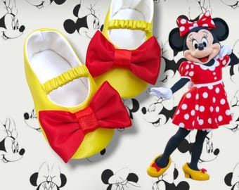 Scarpe classiche per neonate ispirate a Minnie Mouse / Scarpe da festa per bambini ispirate a Disney / Scarpe per il primo compleanno di Minnie Mouse / Scarpe basse per bambini con costumi
