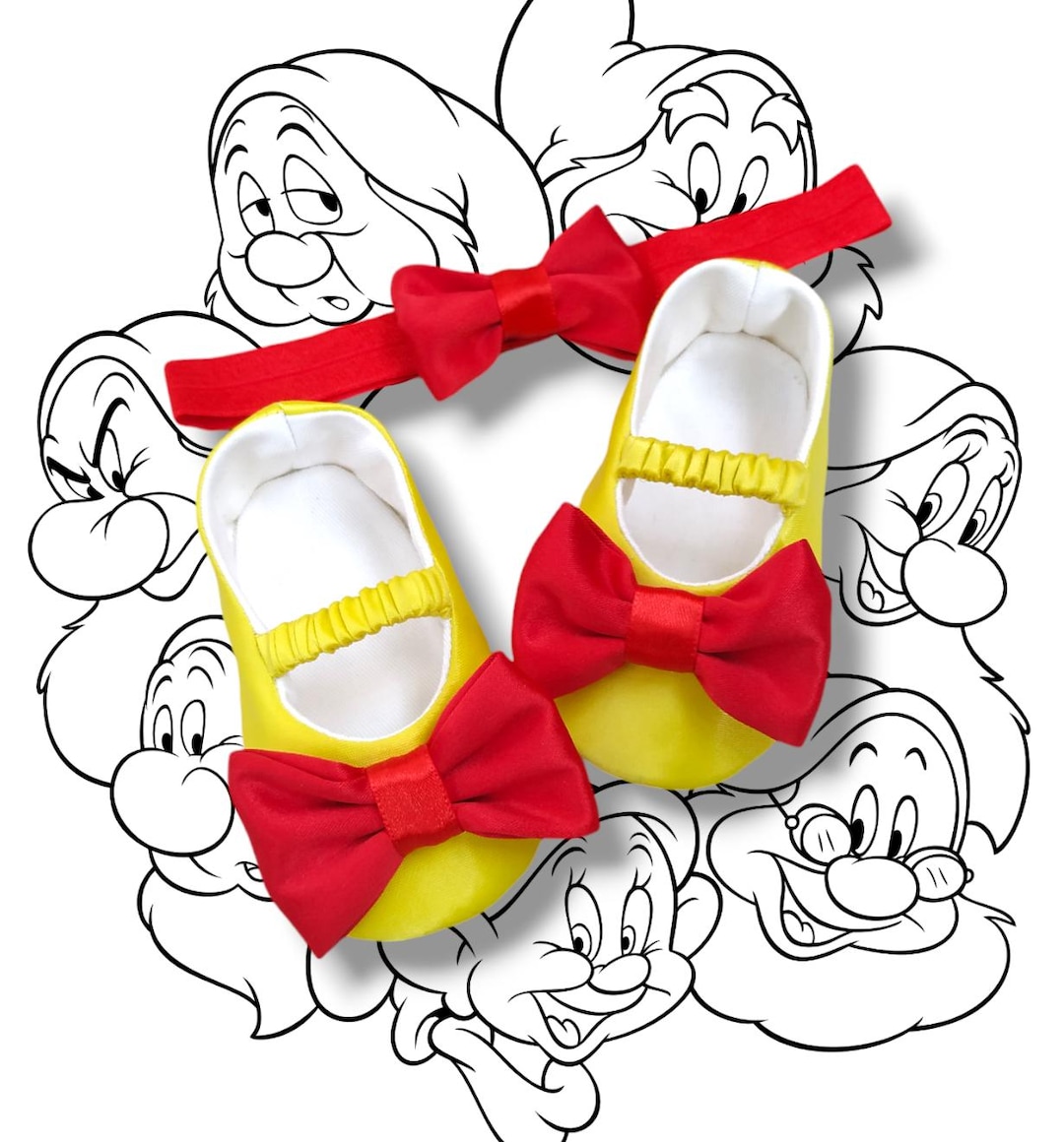 Snow White-inspired Baby Satin Shoes With Soft Soles | Red Bow Mary ...