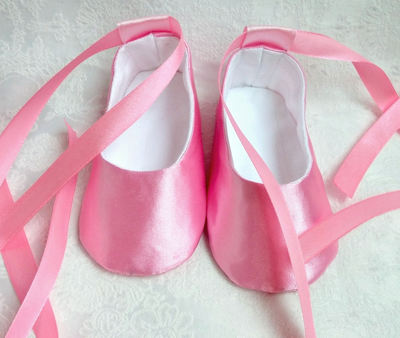 Baby Pink Ballet Flats Satin Soft Sole Prewalkerstoddler Etsy