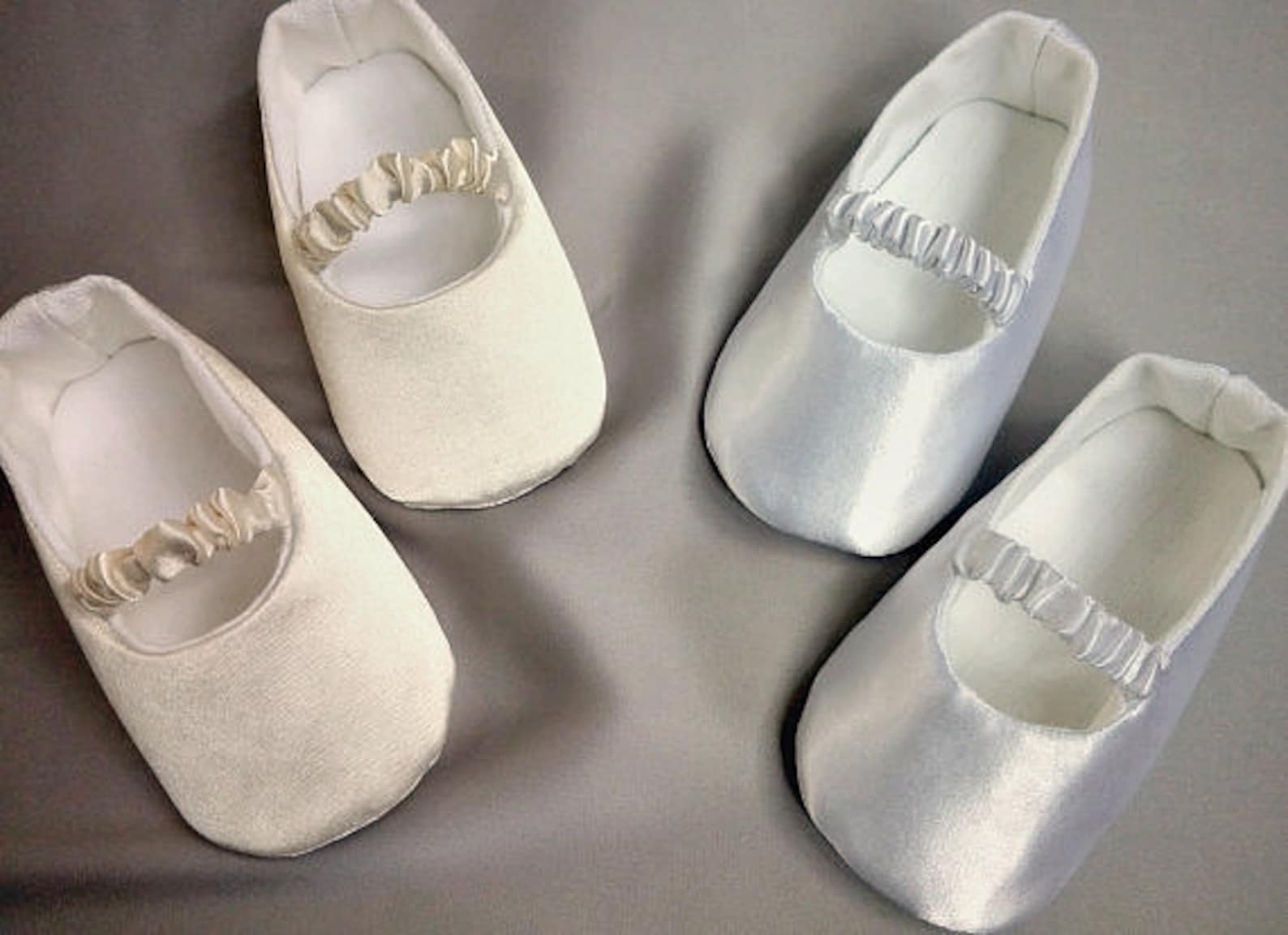 white or ivory baby ballet slippers, christening shoes, ivory or white ballerina flats, satin shoes, baptism shoes, baby wedding