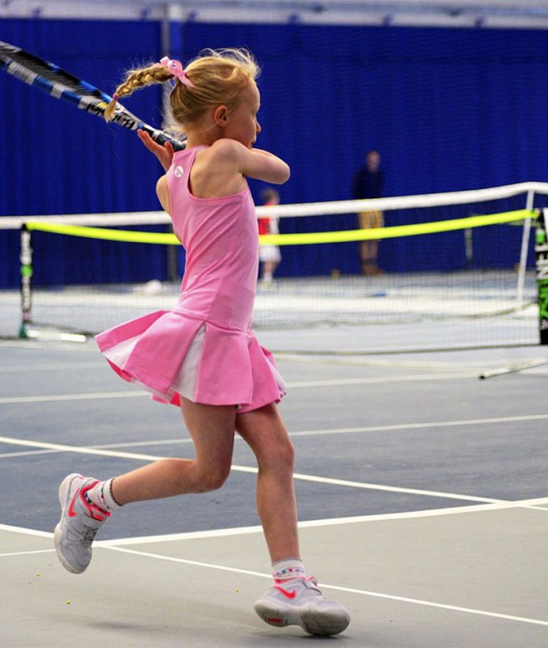 Girls Tennis Dress Pink White Racerback Brianna Girls Tennis Apparel  Junior Tennis Clothes UK