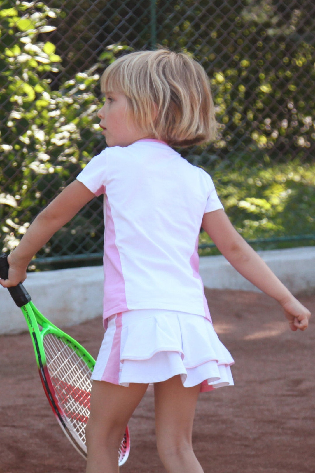 Girls Tennis Top and Skirt White Pink Dominika Tennis - Etsy