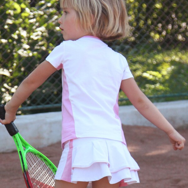 Haut et jupe de tennis filles Rose Rose Dominika | Vêtements de tennis filles | Vêtements de tennis junior