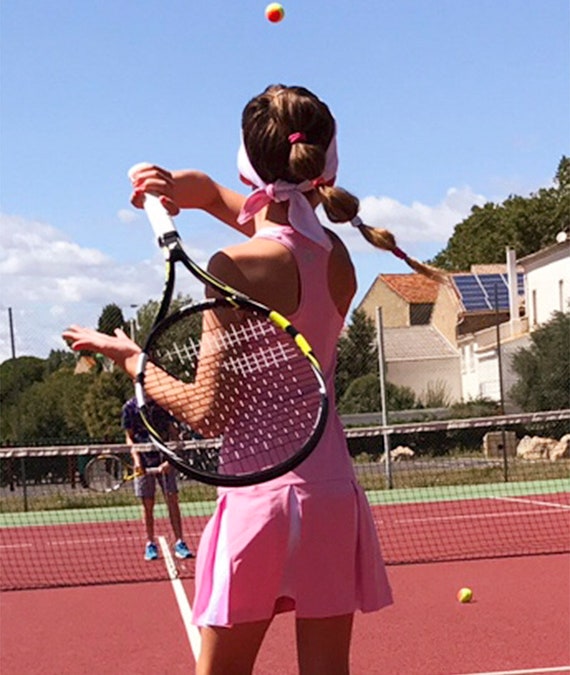 Girls Tennis Dress Pink & White Racerback Brianna | Girls Tennis Apparel |  Junior Tennis Clothes - Etsy