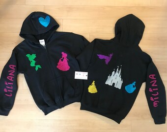 Disney princess inspired hooded sweatshirt