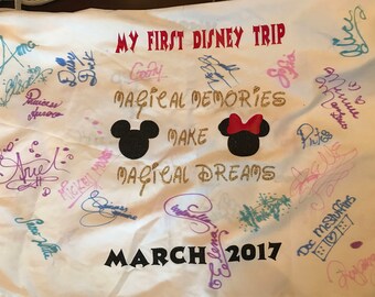 Disney World or Disneyland Disney Elsa with Snowflakes Autograph Pillowcase with ship