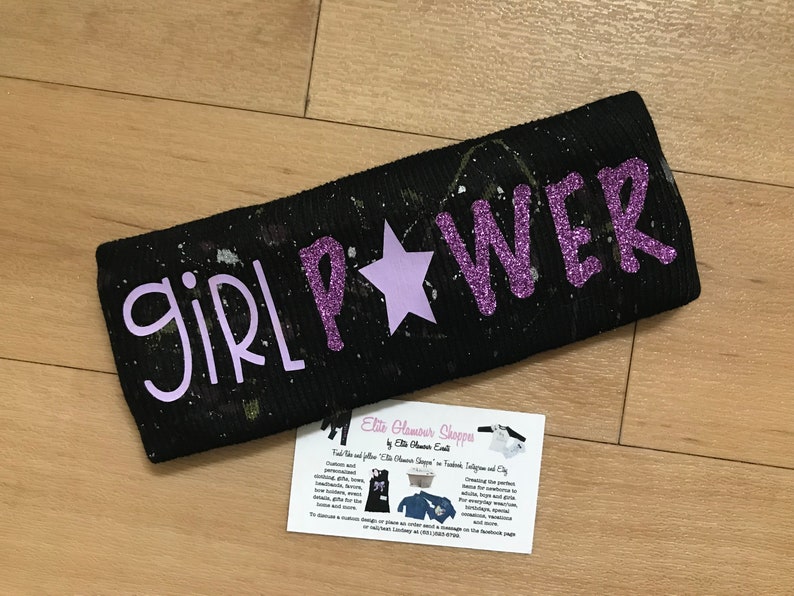 girl power headband Girl power ear warmer custom splatter paint custom splatter painted headband ear warmer headband winter headband