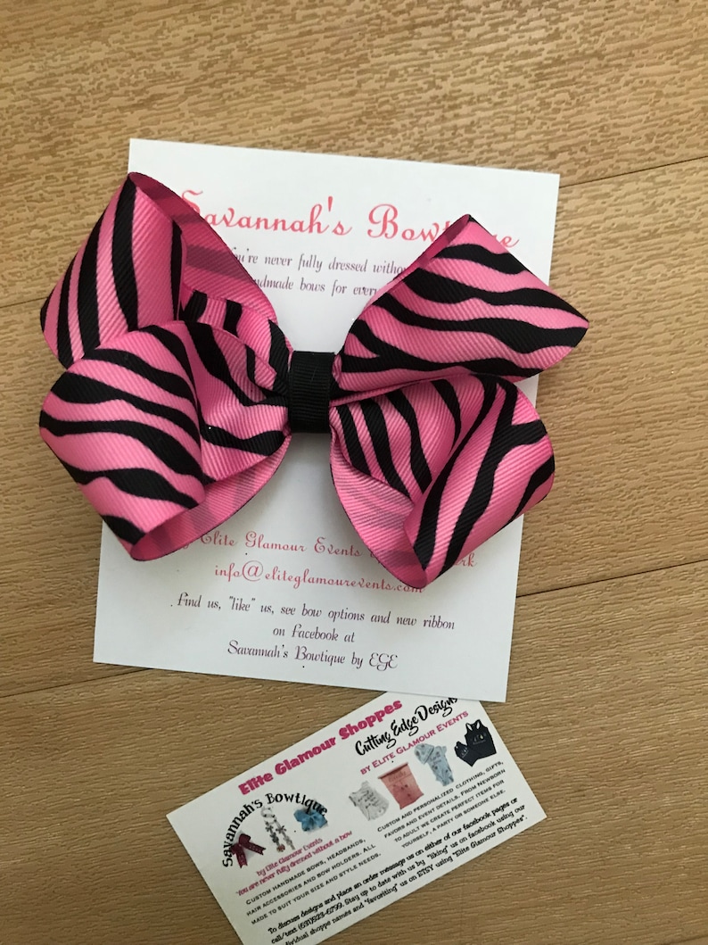 Minnie Mouse Fuchsia Pink Zebra 5-5 1//2 Inches Custom Boutique Hair bow