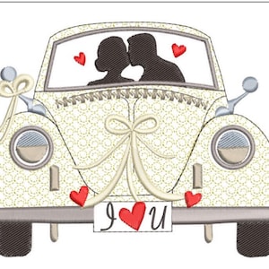 Romantic Wedding car machine embroidery download 3 diff sizes ( 6X5   5X4  4X3)d130