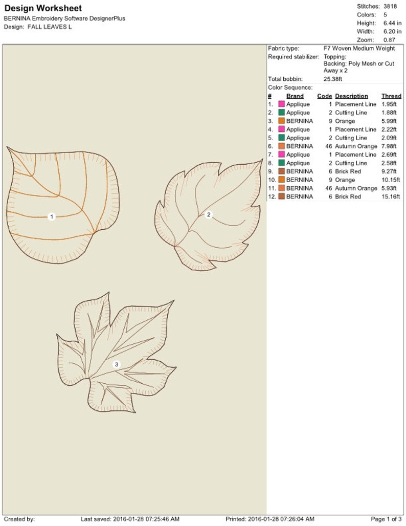 Applique autumn leaves machine embroidery download 3 different sizes 5x56x6 7x7 hoop d26 image 4