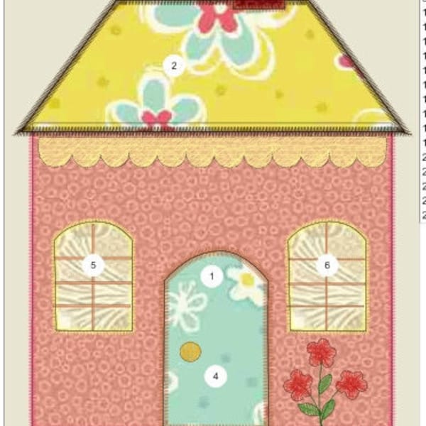 Applique House Machine Embroidery Design: 5 Sizes (Digital Download)