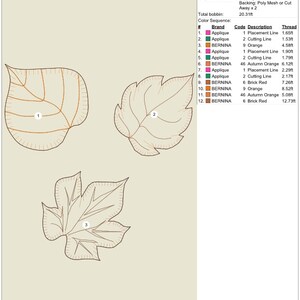 Applique autumn leaves machine embroidery download 3 different sizes 5x56x6 7x7 hoop d26 image 3