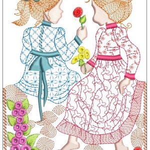 HOLLY HOBBIE best friends machine embroidery download 3 diff sizes( 3x4  5x5 5x6)d96