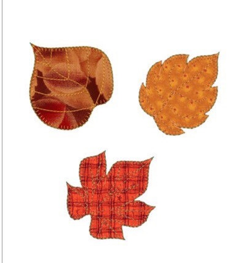 Applique autumn leaves machine embroidery download 3 different sizes 5x56x6 7x7 hoop d26 image 1