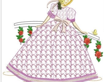 Southern Belle Embroidery Design: Vintage Dress (Digital Download)