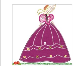 APPLIQUE SOUTHERN belle machine embroidery download 3 diff sizes ( 8x8  7x7  6x6)