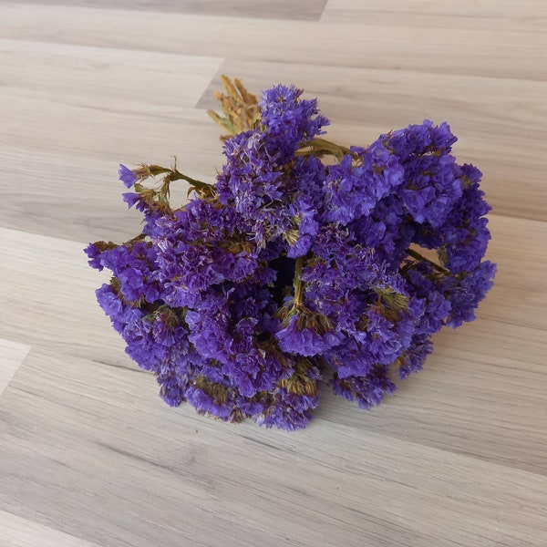 Dried purple blue limonium bouquet, dried statice bunch, dried flower bouquet, dried flower arrangement, DIY projects supply