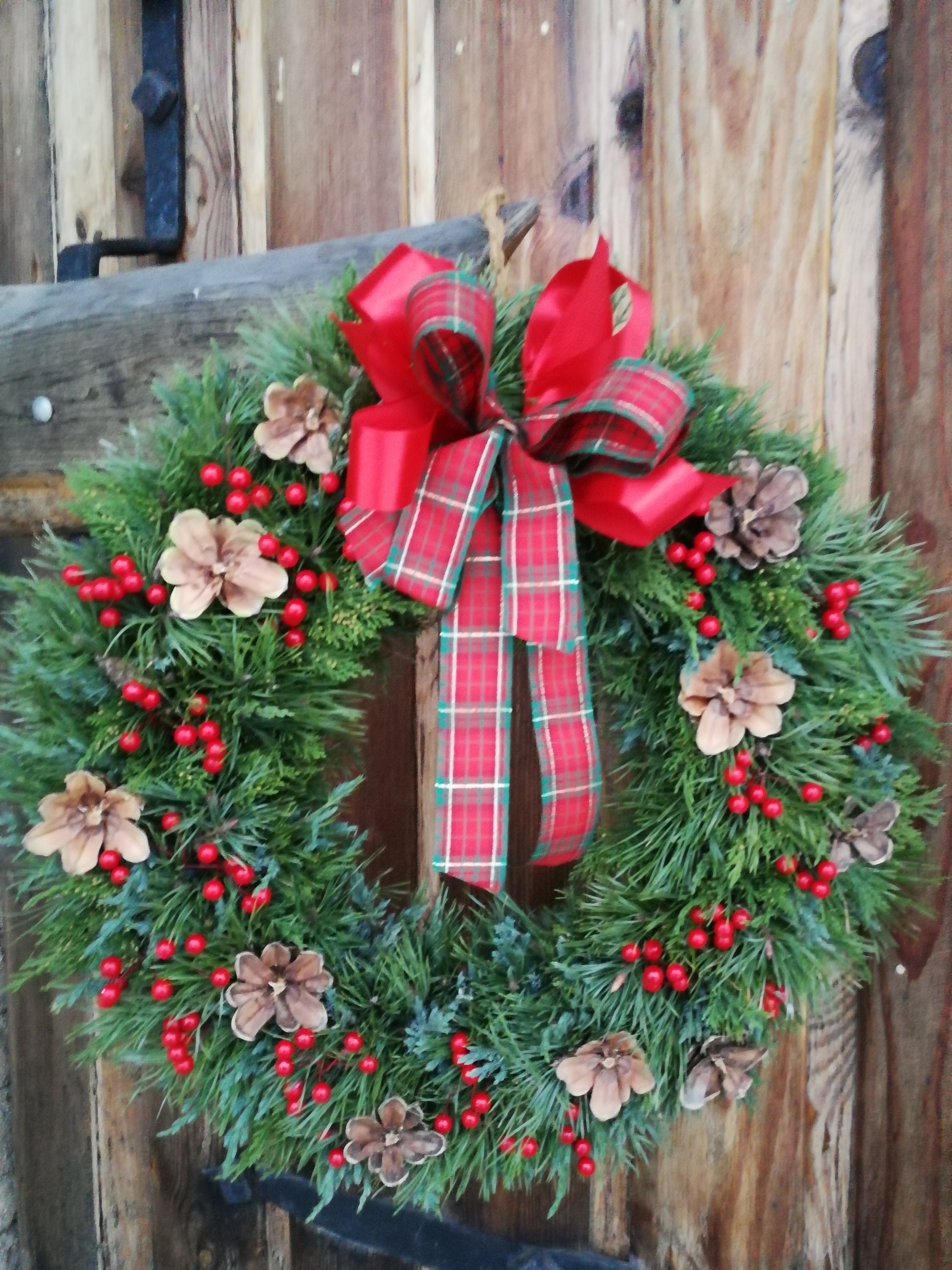 Couronne De Noël En Forme De Nœud Papillon – 16x16 Cm, Décor Porte Ou Mur, Pour Intérieur, Fêtes D'Hiver