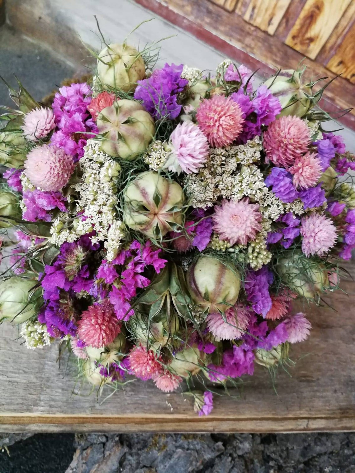 Medium pink dried flower bouquet Dried flower bunch Garden Etsy