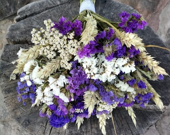 Dried flower bouquet Blue beige flower bouquet Mixed flower bouquet Rustic home decor Centerpiece Dry wedding bouquet