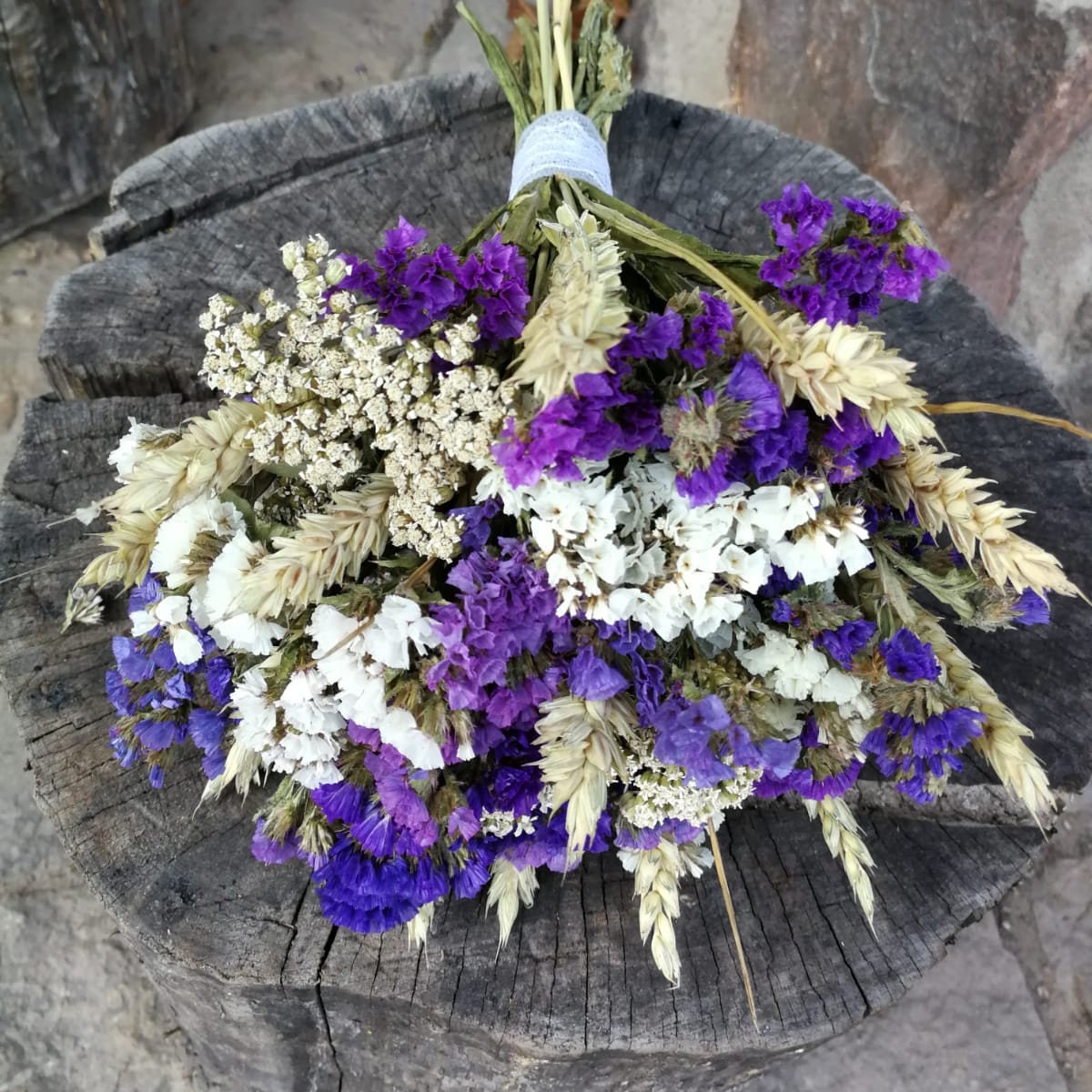 Blue and White Dried Flowers Bouquet, Blue Wedding Bouquet, Wedding Flowers  , Natural Floral Arrangement , Rustic Flower Bouquet , 