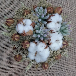 Gedroogd bloemenboeket met vetplanten Rustiek bruidsboeket Bruidsboeket Natuurlijke bloem Sappig boeket Rustiek decor Boerderij decor