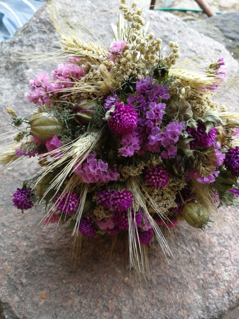 Pink Dried Flower Bouquet Pink White Flower Bouquet Dried Etsy