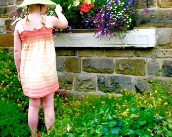 Bespoke girls sundress, custom girls dress, girls summer dress, bespoke girls shirred dress, bespoke toddler sundress
