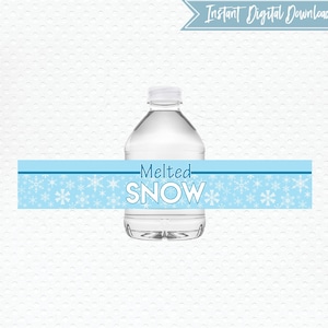 PRINTABLE Winter Melted Snow 8 oz Water Bottle Label