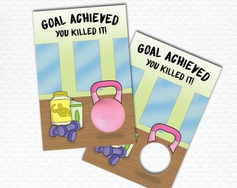 OBJECTIF PRINTABLE atteint Vous avez tué Fitness Gym Weight Loss Goal EOS Round Sphere Chapstick Lip Balm Card