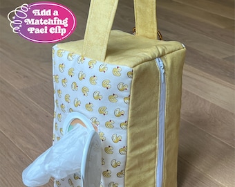 Pochette en caoutchouc Ducky Peanut - Sac pour bébés et tout-petits avec poignée, trou pour essuyer et porte-clés