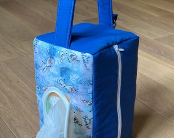 Pochette bonhomme de neige avec arachides La Reine des neiges - Sac pour bébés et tout-petits avec poignée, trou pour le linge et porte-clés