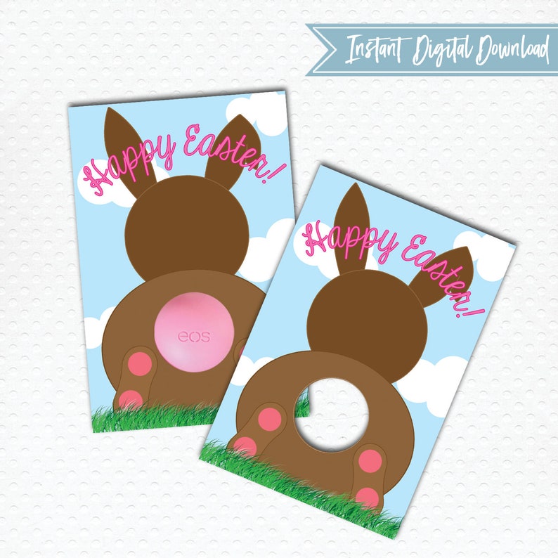 PRINTABLE Happy Easter EOS Chapstick Lip Balm Bunny Card - Etsy