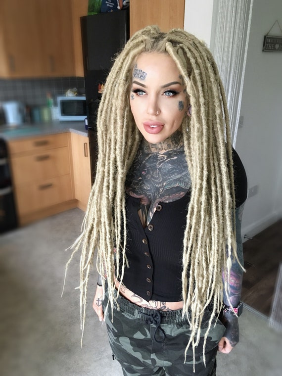 Synthetic Crocheted Dreadlock Extensions Single And Double Ended Light Ash Blonde